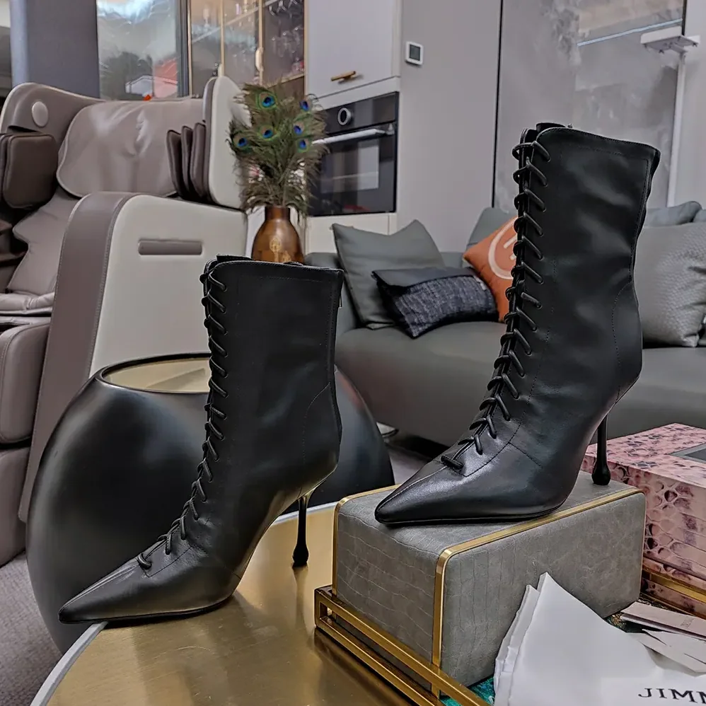 Jimmy Choo Scarlett Ankle Boot 95 Black Nappa Leather Boots for Women