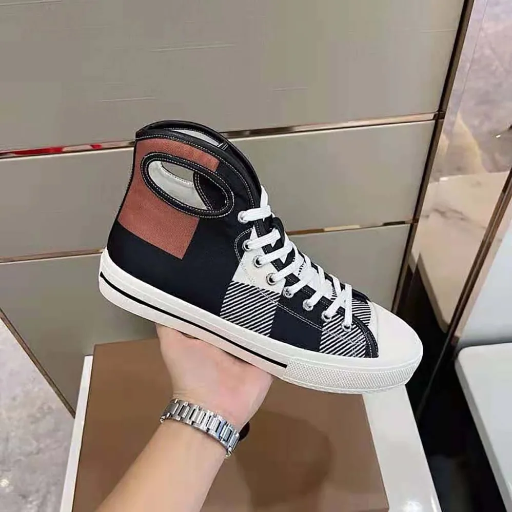 Burberry Porthole Detail Check Print Leather High for Men in top Sneakers Burberry Porthole Detail Check Print Leather High for Men in top Sneakers