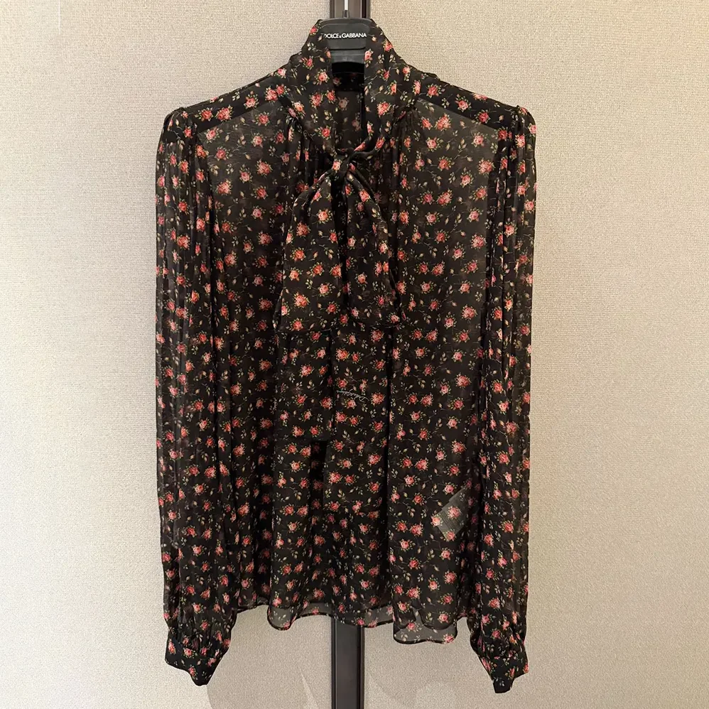 Dolce Gabbana D&G Small Rose for Women in Print Chiffon Top