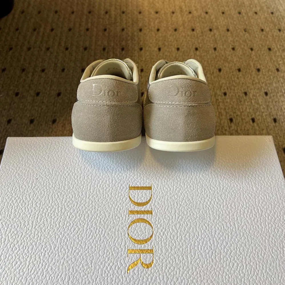 Dior Ribbon Sneaker Gray Suede Calfskin and Silver for Women in Tone Crinkled Laminated Lambskin Dior Ribbon Sneaker Gray Suede Calfskin and Silver for Women in Tone Crinkled Laminated Lambskin