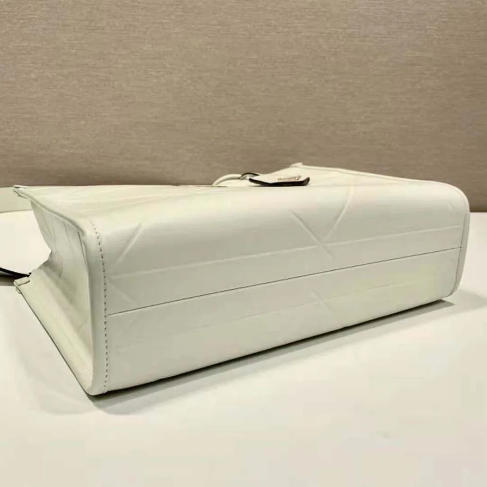 Prada Mini Prada Symbole Leather Bag with Stitching for Women in White