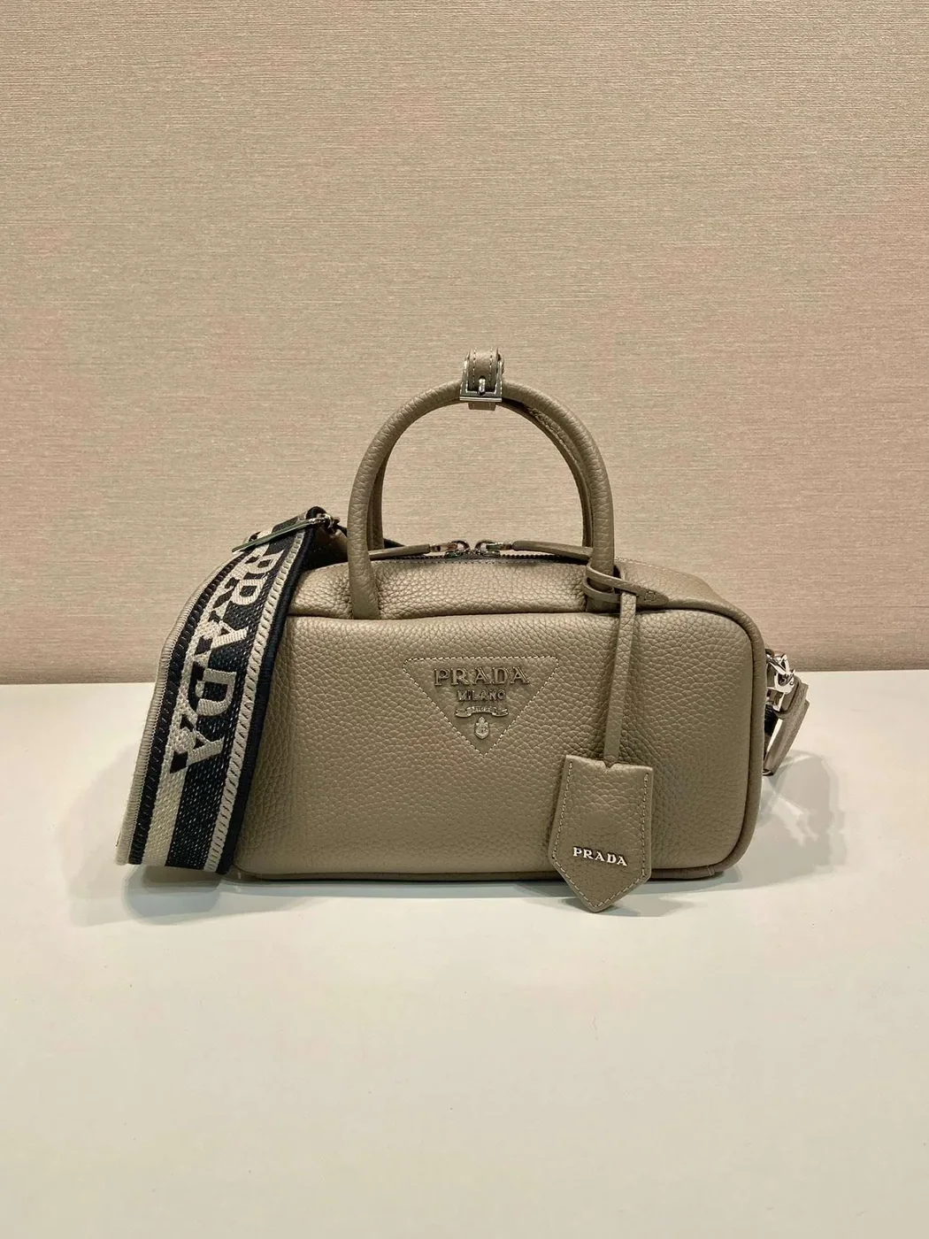 Prada Top-Handle Bag Brown/White/Green Khaki / 1BB102_2DKV_F02Z8_V_3OO Prada Top-Handle Bag Brown/White/Green Khaki / 1BB102_2DKV_F02Z8_V_3OO