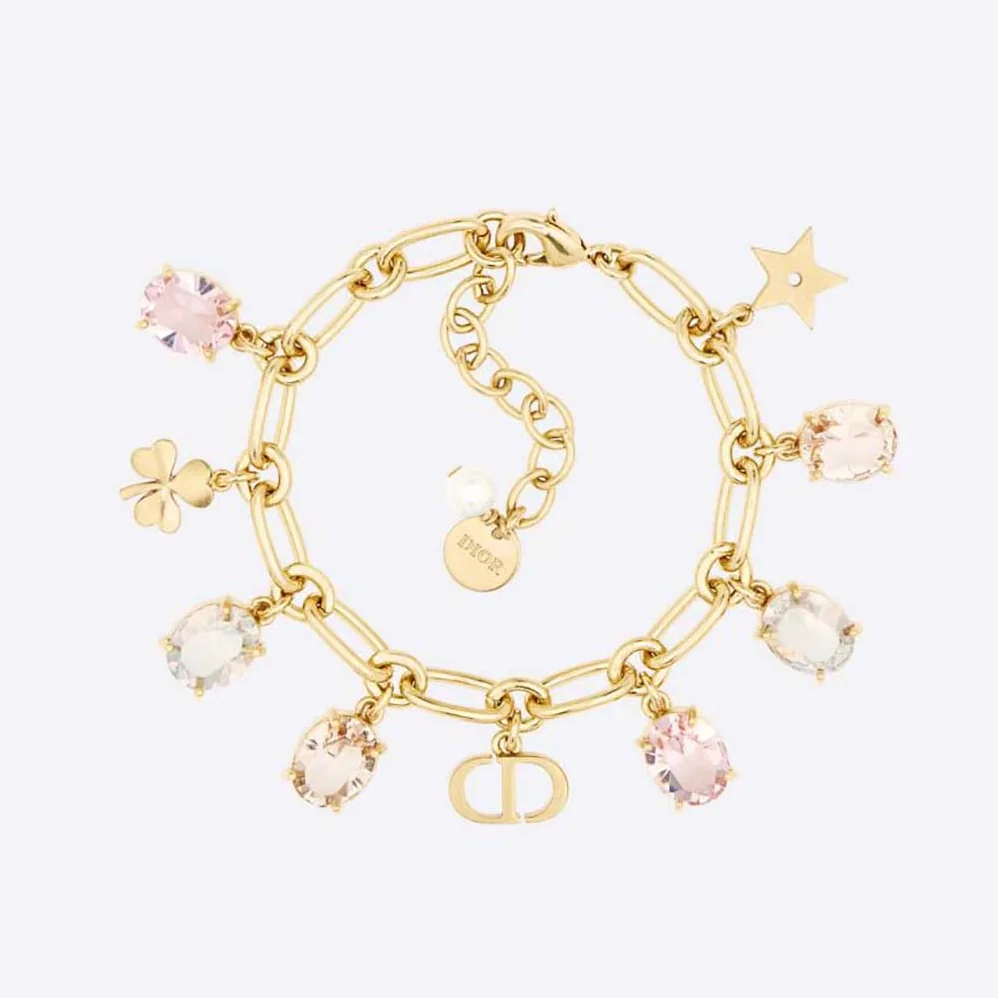 Dior Gold-Finish Metal with White Resin Pearl and Multicolor Crystals for Women