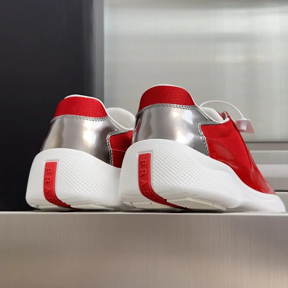 Prada Patent Leather And Technical Fabric Prada America'S Cup Sneakers for Unisex in Red