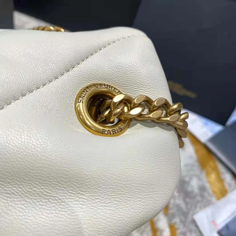 Saint Laurent YSL Loulou Puffer Small Bag in Quilted Lambskin for Women in White