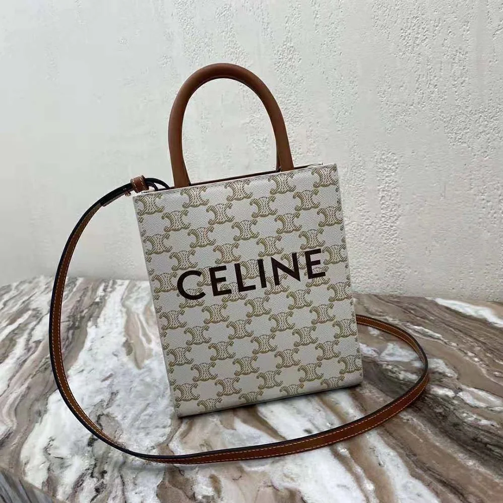 Celine Mini Vertical Cabas in Triomphe Canvas with Celine Print for Women