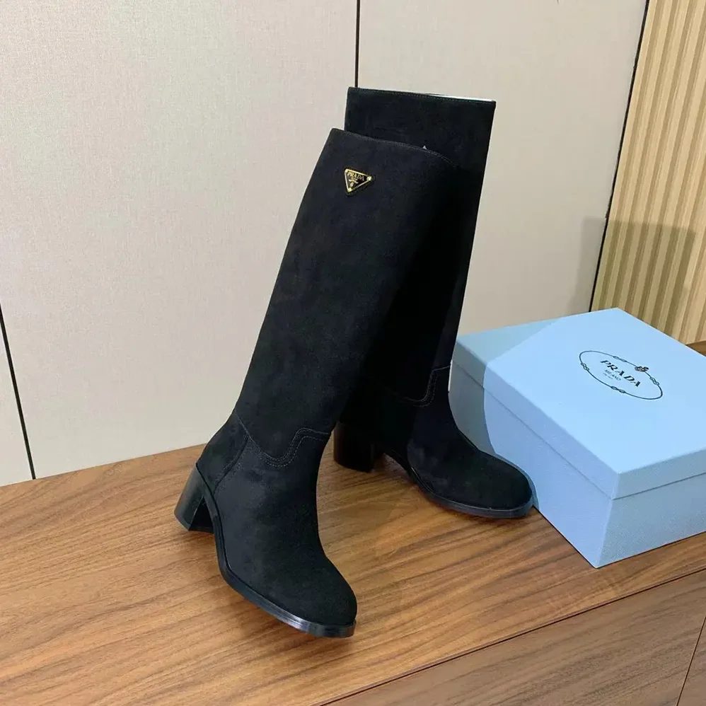 Prada Suede Boots for Women in Black Prada Suede Boots for Women in Black