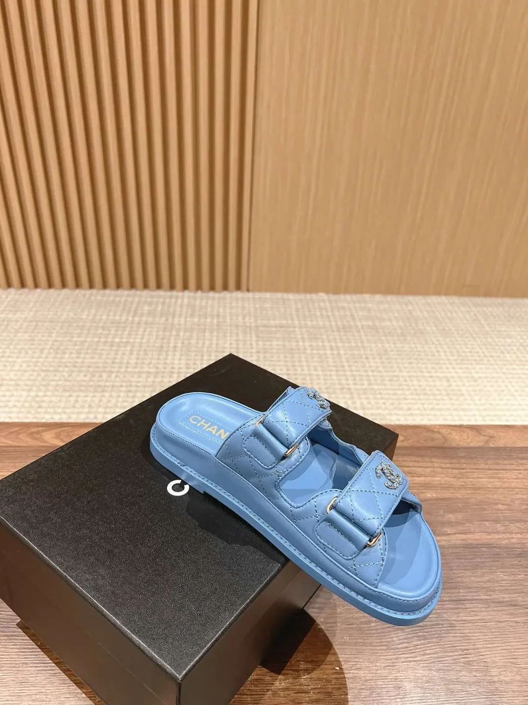Chanel Sandals With Chanel Logo Blue Chanel Sandals With Chanel Logo Blue