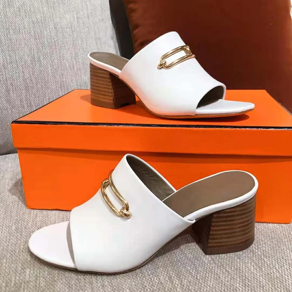 Hermes Camilla Mule High Heel Mule in Calfskin for Women in White