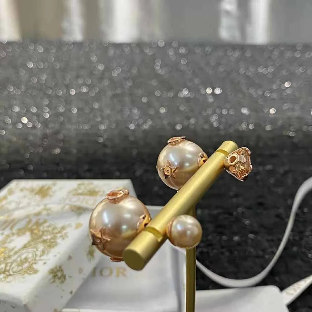Dior Dior Tribales Earrings Pink-Finish Metal with Pink Resin Pearls and a Pink Crystal for Women