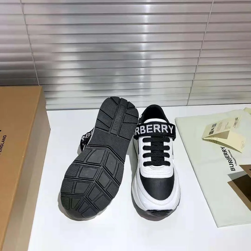 Burberry Logo Detail Leather and Nylon Sneakers for Unisex in Black Burberry Logo Detail Leather and Nylon Sneakers for Unisex in Black