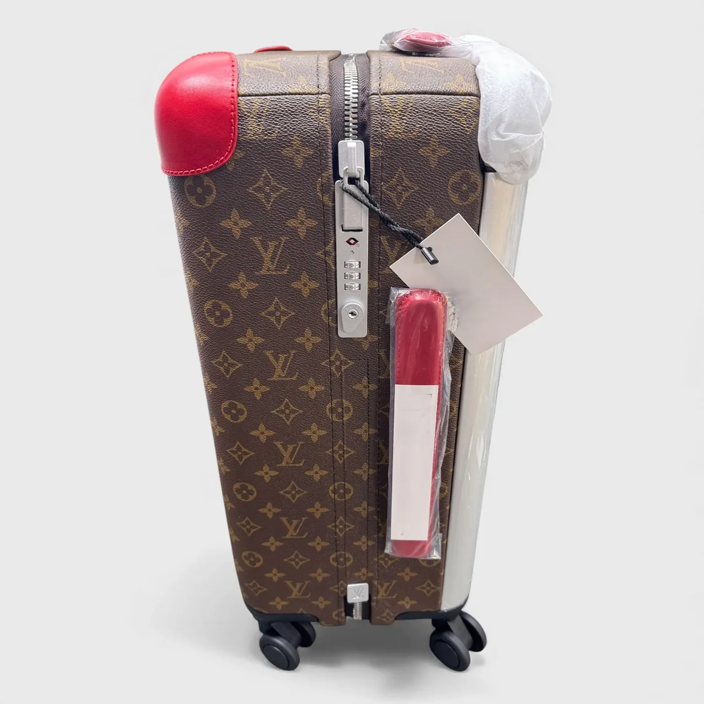 Louis Vuitton Horizon 55 Suitcase in Brown/ Red Silver Hardware