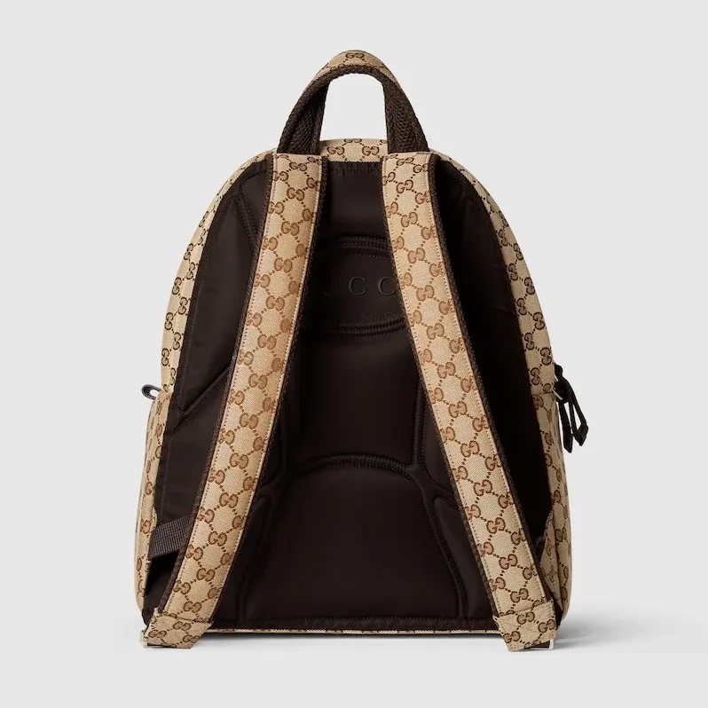 Gucci GG Canvas Medium Backpack Beige And Dark Brown /