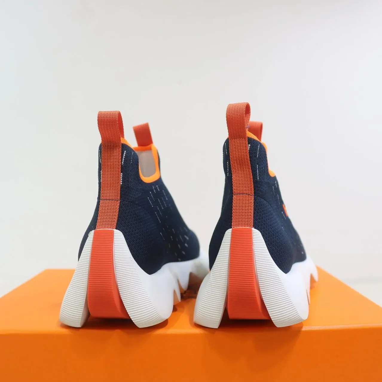 Hermes Eclair Sneakers Dark Blue in Orange Hermes Eclair Sneakers Dark Blue in Orange