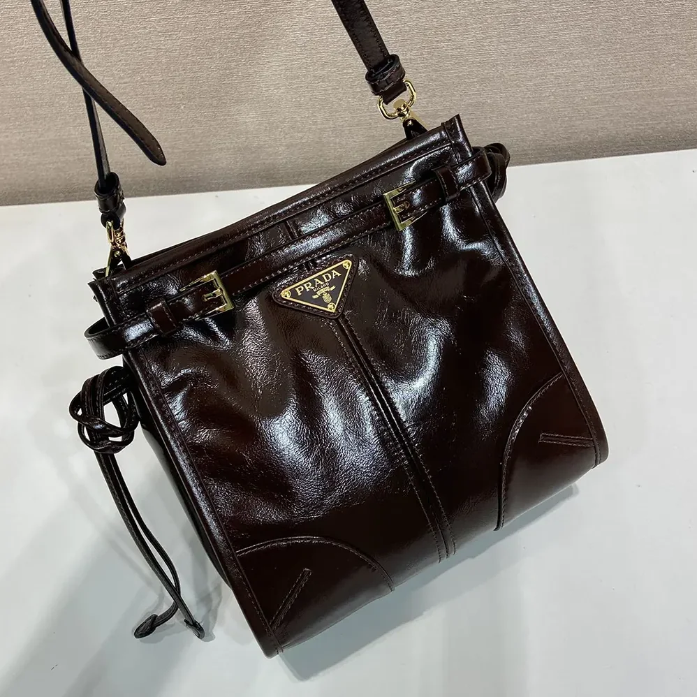Prada Bonnie Leather Mini Shoulder Bag for Women in Dark Brown Prada Bonnie Leather Mini Shoulder Bag for Women in Dark Brown