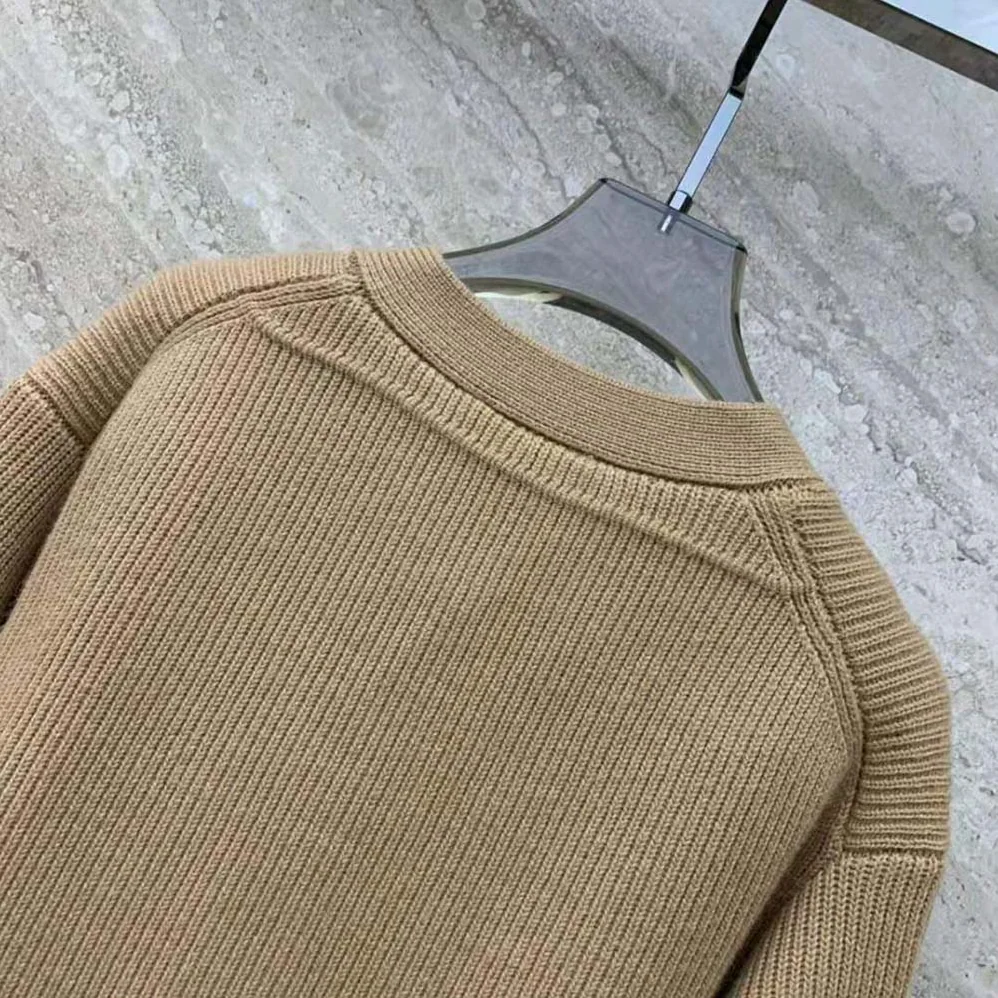 Miu Miu Wool and Nylon Knit Cardigan for Women in Beige Miu Miu Wool and Nylon Knit Cardigan for Women in Beige