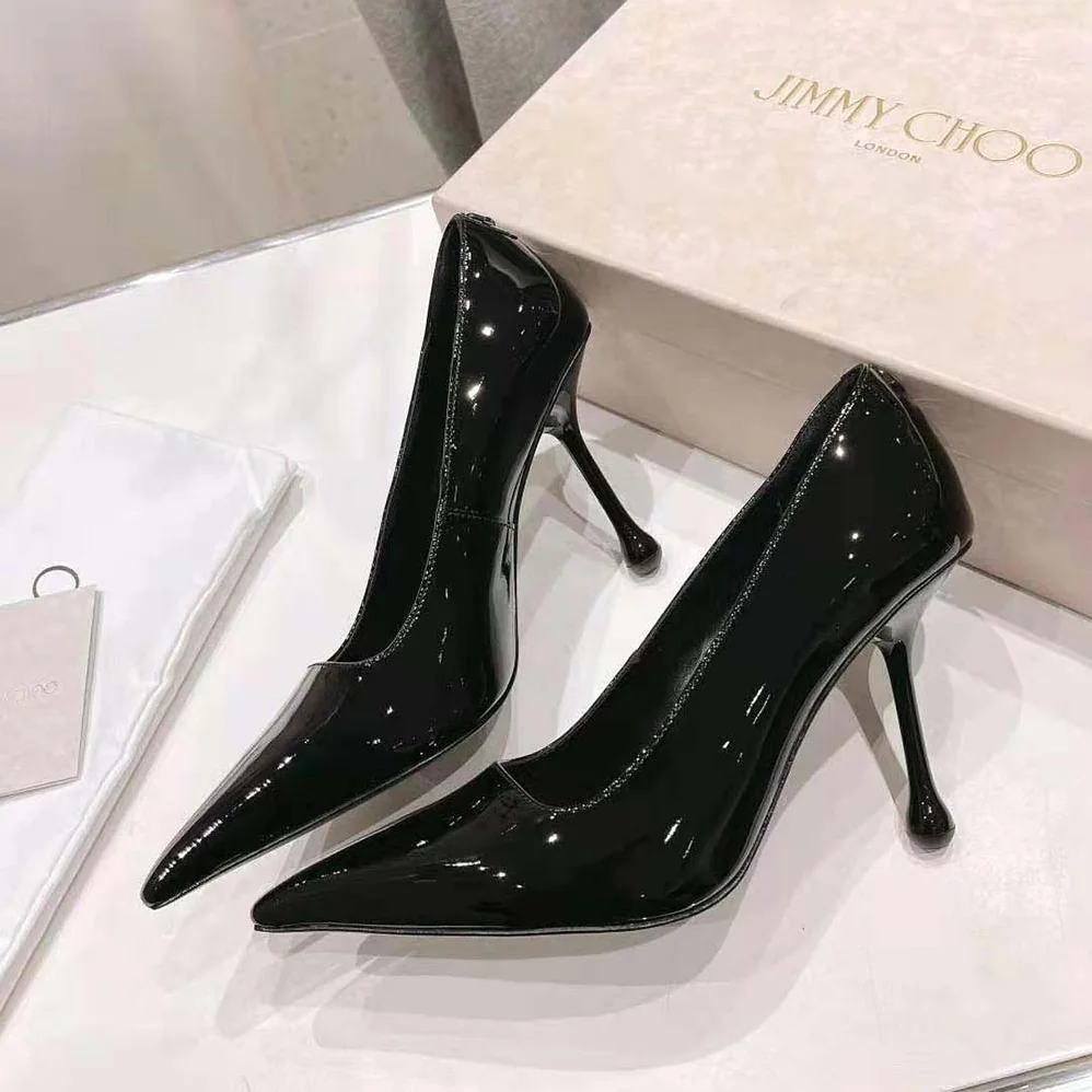 Jimmy Choo Ixia 95 Black Patent Leather Pumps-IXIA95PAT for Women