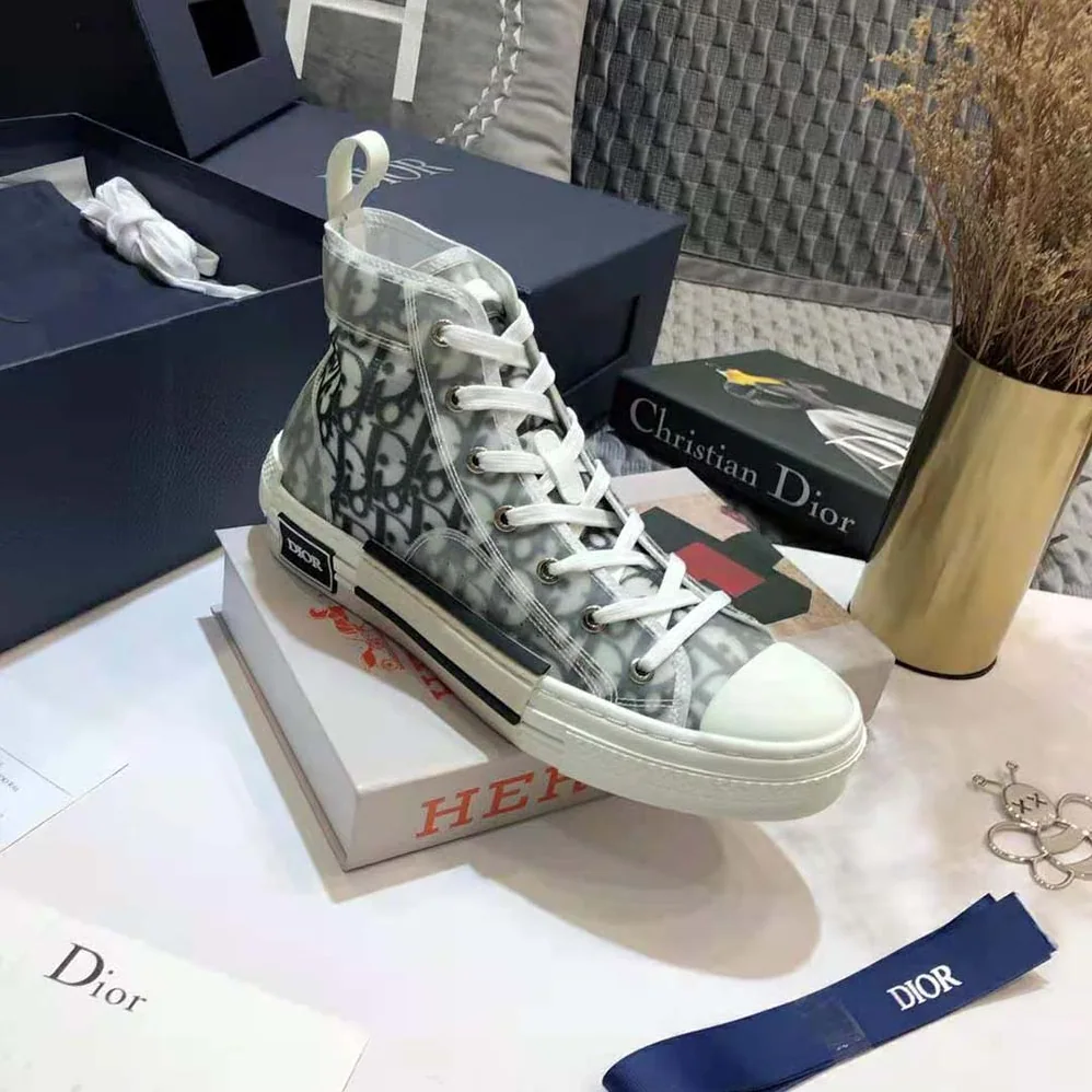 Dior B23 High-Top Sneaker White and Black Dior Oblique Canvas for Men