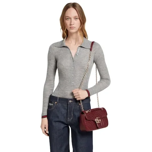 Gucci Marmont Medium Shoulder Bag / Rosso Ancora Red Light Gold Hardware