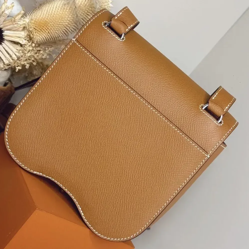 Hermes Della Cavalleria Mini Bag Epsom Leather for Women in Brown/Silver