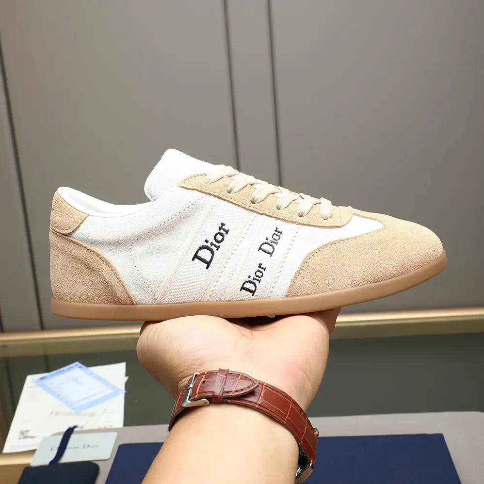 Dior Ribbon Sneaker White and Beige Suede Calfskin for Unisex Dior Ribbon Sneaker White and Beige Suede Calfskin for Unisex