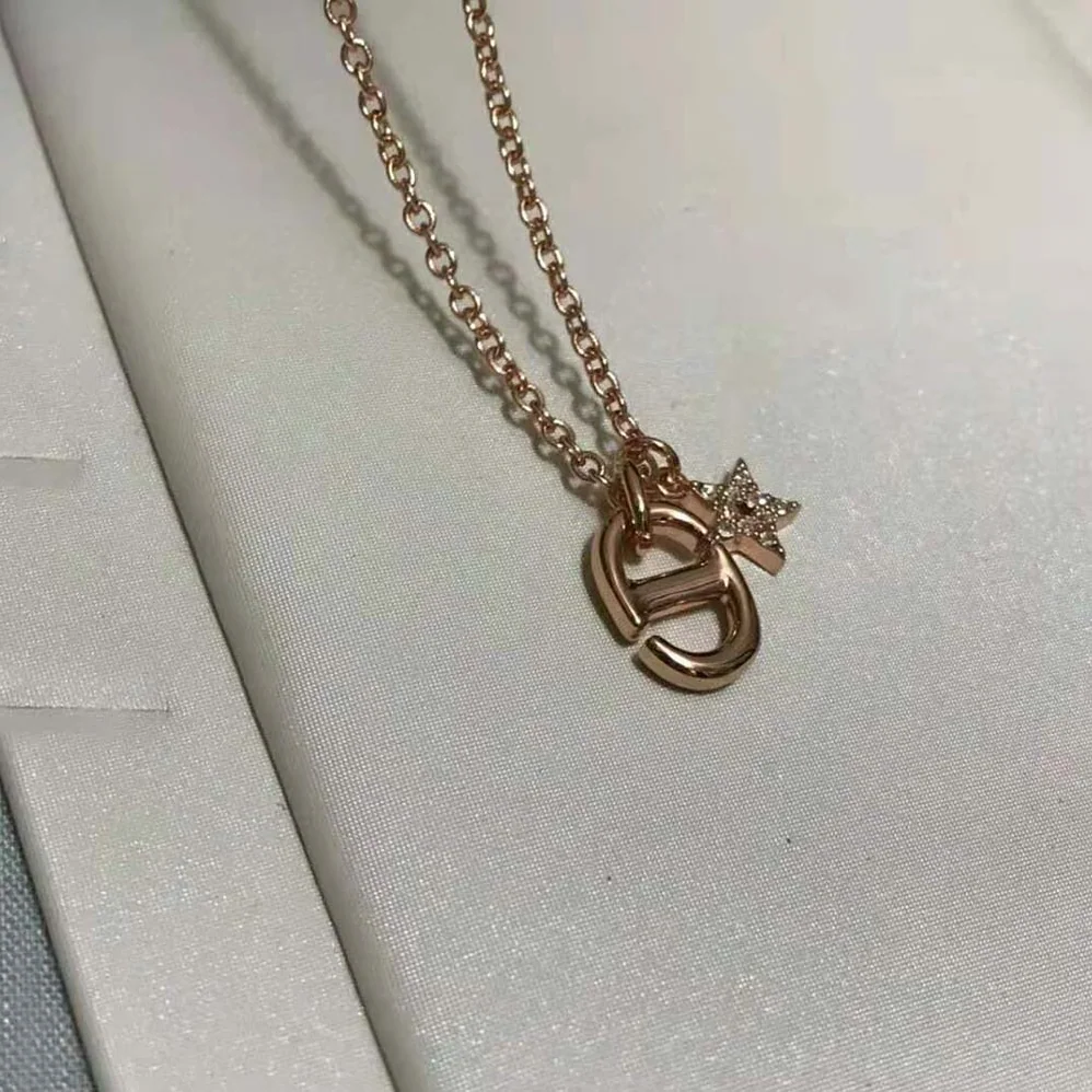 Dior CD Navy Necklace Rose Gold for Women in Finish Metal