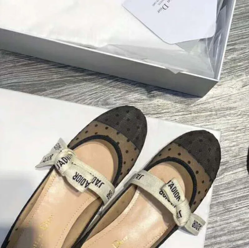 Dior Miss J'adior Dotted Swiss Tulle Ballet Pump for Women in Black