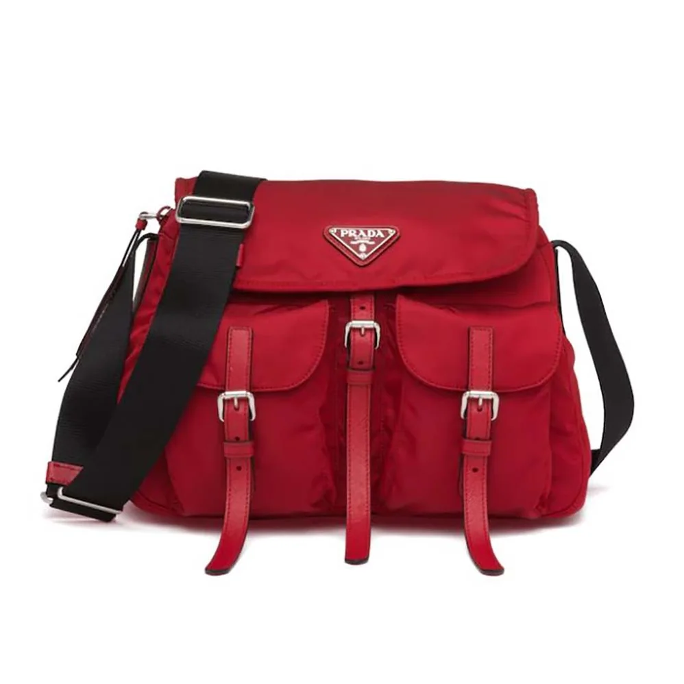 Prada Nylon Shoulder Bag for Women in Red