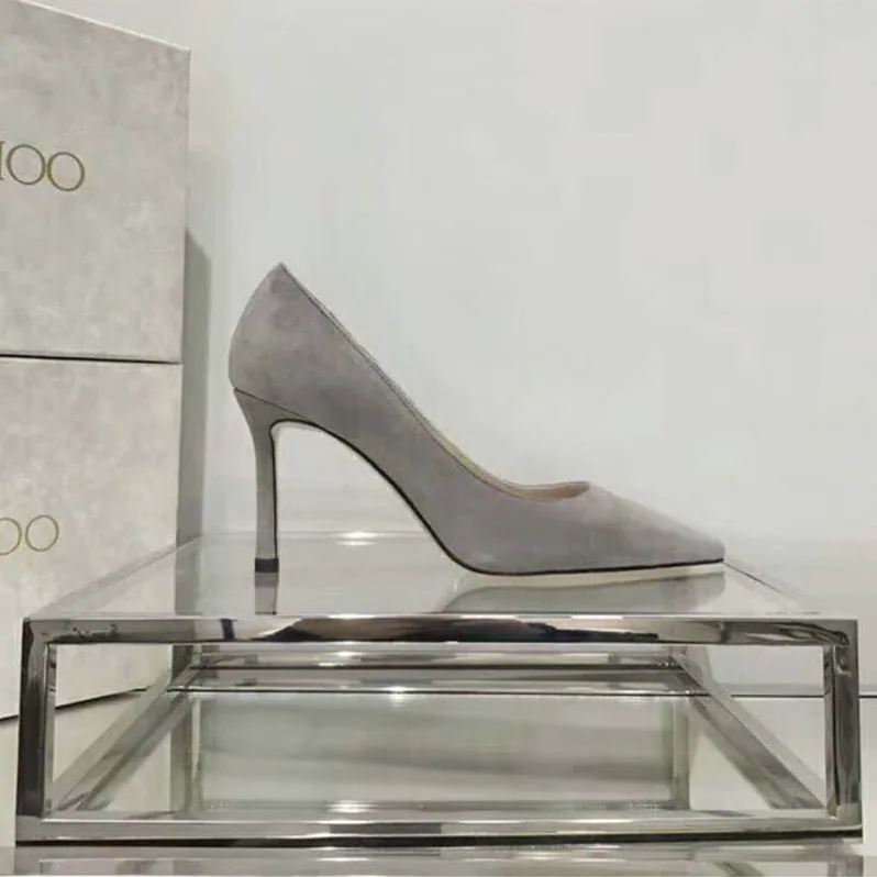 Jimmy Choo Shoes Romy 85 Opal Suede Pointy Toe Pumps for Women in Silver Jimmy Choo Shoes Romy 85 Opal Suede Pointy Toe Pumps for Women in Silver