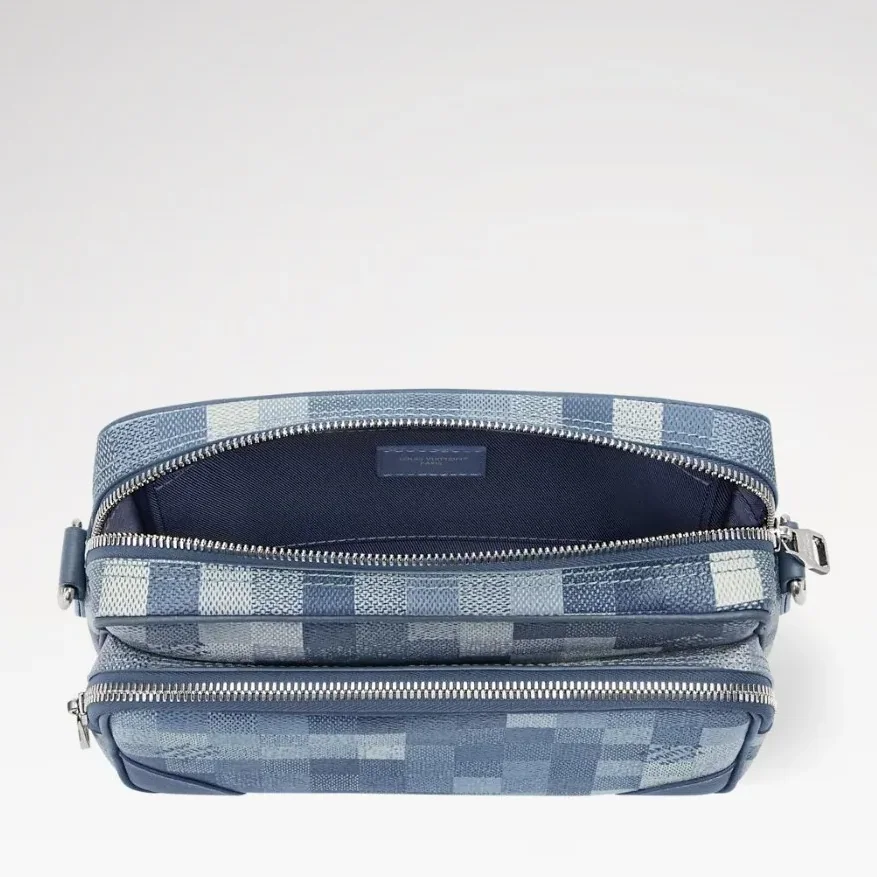 Louis Vuitton Nil Crossbody Bag / Indigo Blue Damoflage Silver Hardware