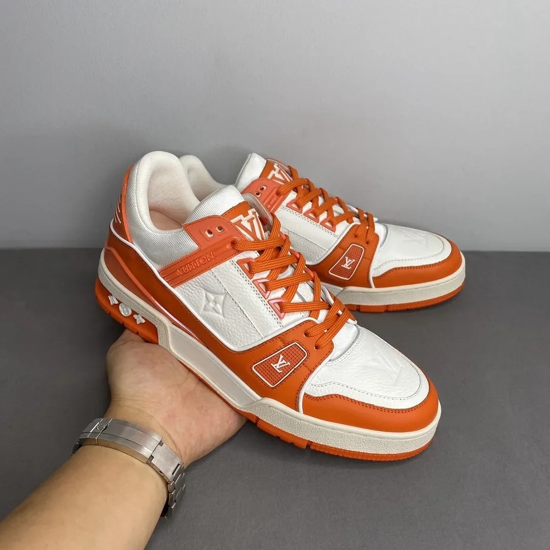 Louis Vuitton Trainer Sneaker Mix Of Materials White/Orange Virgil Abloh LV 1A9VN0 Louis Vuitton Trainer Sneaker Mix Of Materials White/Orange Virgil Abloh LV 1A9VN0