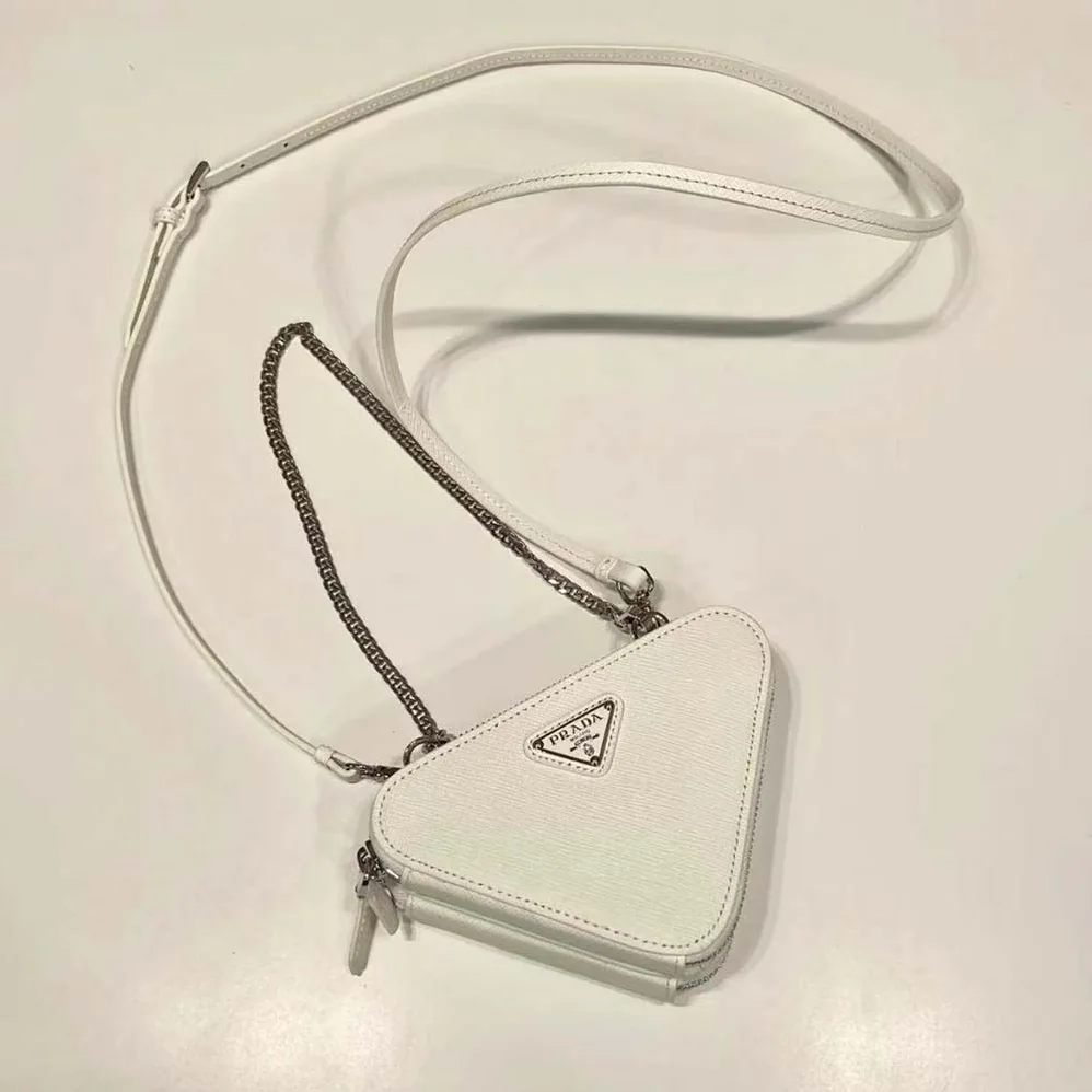 Prada Saffiano Leather Mini Pouch for Unisex in White Prada Saffiano Leather Mini Pouch for Unisex in White