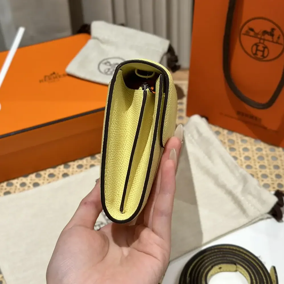 Hermes Constance Long To Go in Epsom Leather for Women in Yellow/Gold Hermes Constance Long To Go in Epsom Leather for Women in Yellow/Gold