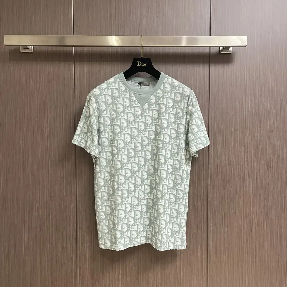 Dior Oblique Relaxed-Fit T-Shirt Green and White Terry Cotton Jersey for Men Dior Oblique Relaxed-Fit T-Shirt Green and White Terry Cotton Jersey for Men