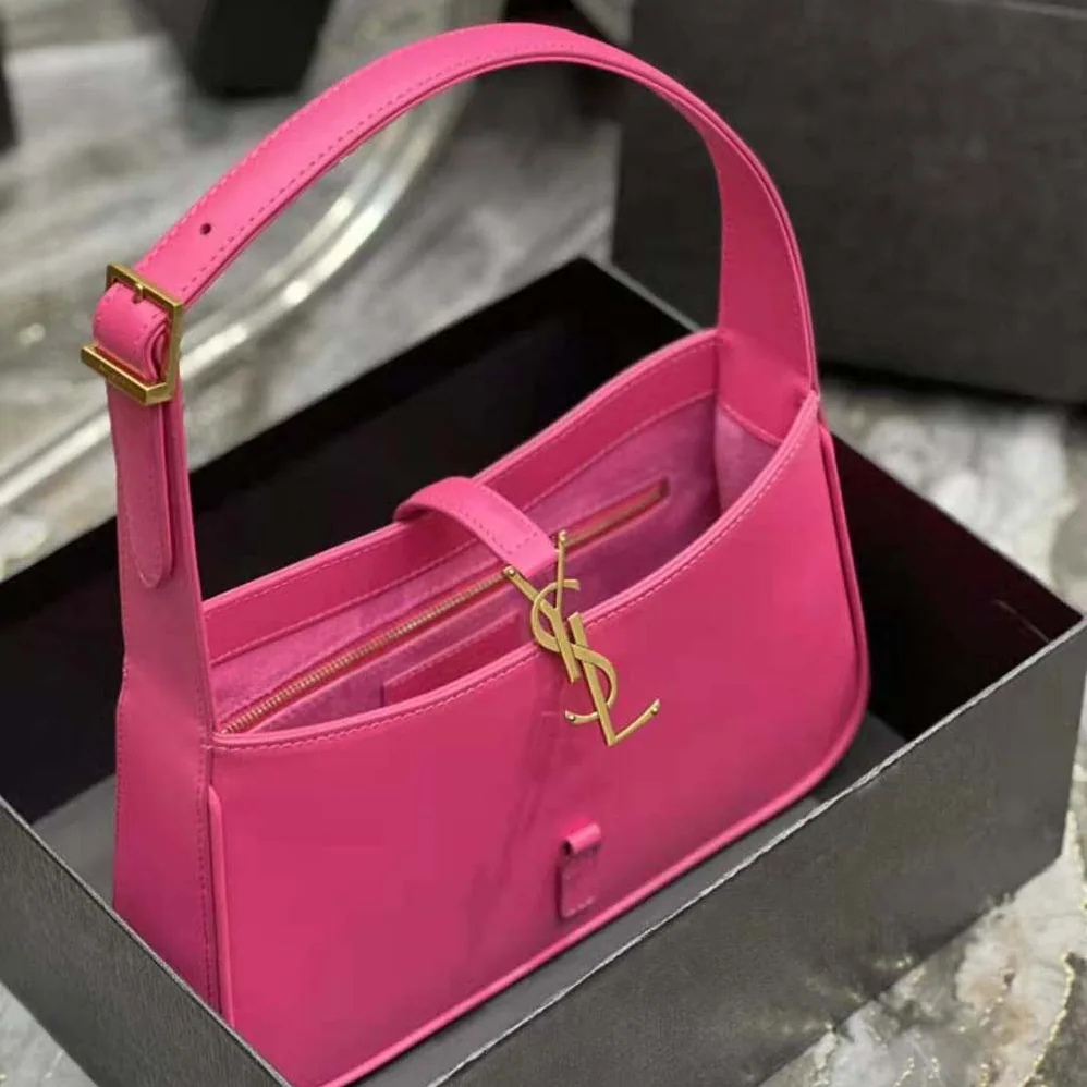 Saint Laurent YSL Le 5 A 7 Hobo Bag in Smooth Leather for Women in Rose Saint Laurent YSL Le 5 A 7 Hobo Bag in Smooth Leather for Women in Rose