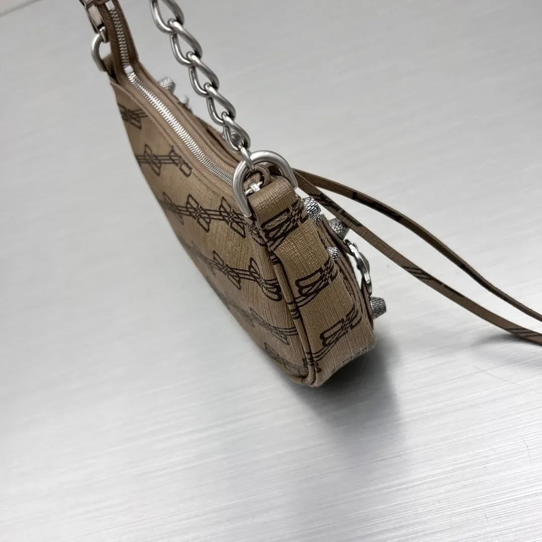 Balenciaga Le Cagole Mini Bag With Chain Bb Monogram Coated Canvas In Beige /