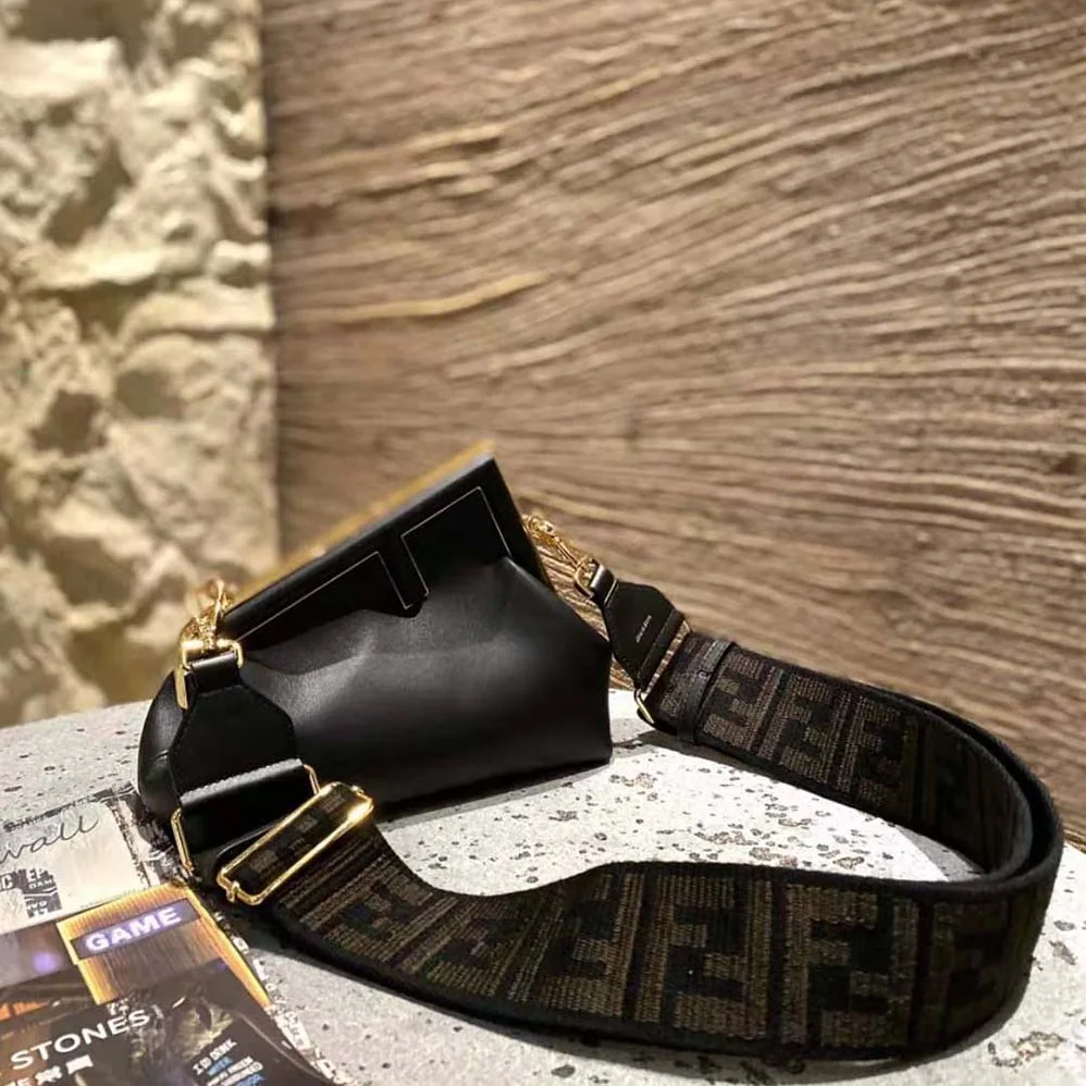 Fendi First Small Nappa Leather Bag for Women in Black Fendi First Small Nappa Leather Bag for Women in Black