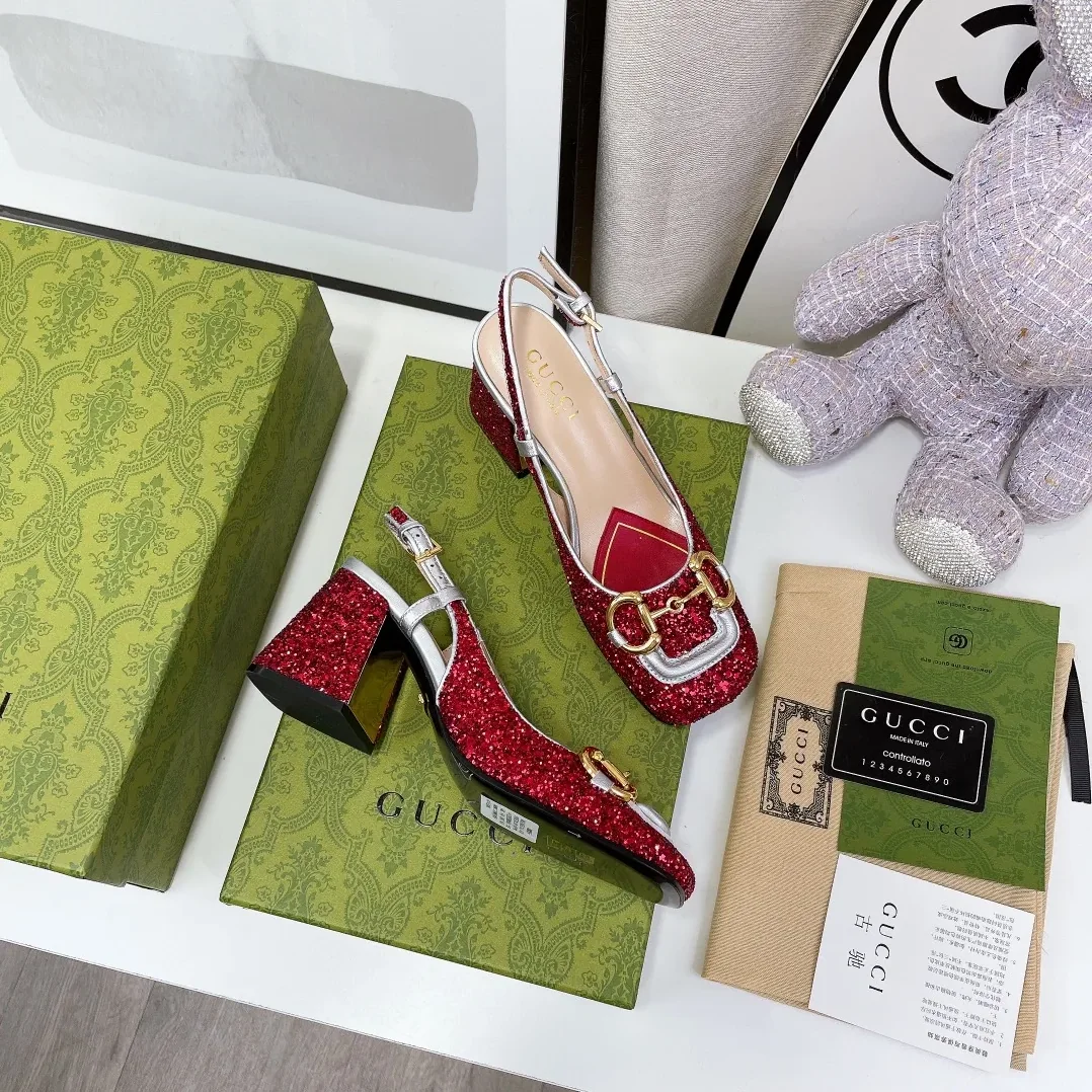 Gucci Lovelight Slingback Mid in Heel With Horsebit Red Gucci Lovelight Slingback Mid in Heel With Horsebit Red