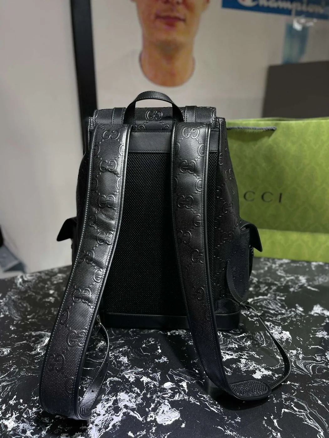 Gucci Embossed Backpack GG Black / Gucci Embossed Backpack GG Black /