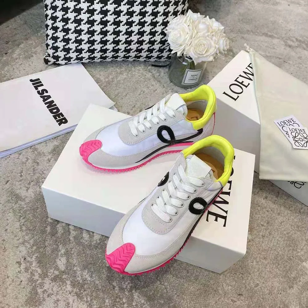 Loewe Flow Runner in Nylon and Suede for Women in Pink Loewe Flow Runner in Nylon and Suede for Women in Pink