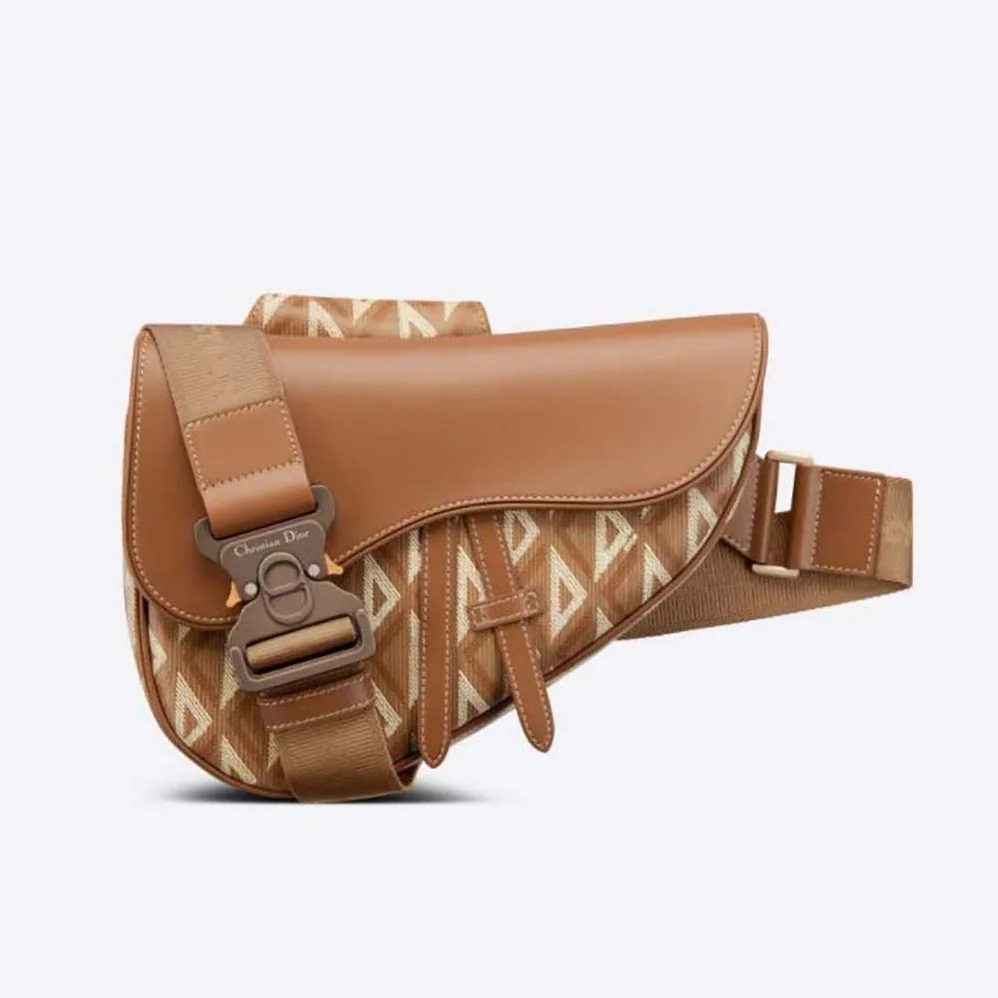 Dior Saddle Bag Coffee CD Diamond Canvas and Smooth Calfskin for Men Dior Saddle Bag Coffee CD Diamond Canvas and Smooth Calfskin for Men