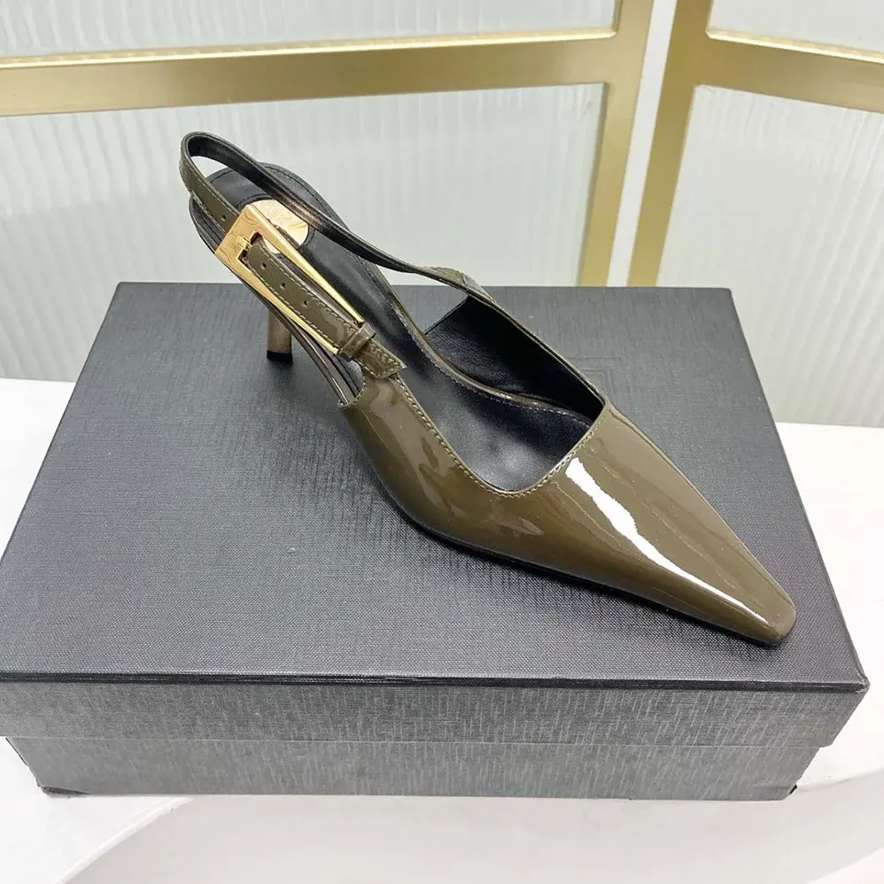 Saint Laurent YSL Lee Slingback Pumps in Patent Leather for Women in Drak Green Saint Laurent YSL Lee Slingback Pumps in Patent Leather for Women in Drak Green