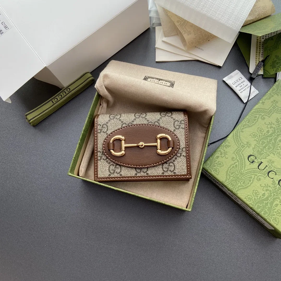 Gucci Horsebit 1955 Card Case Wallet Brown / Gucci Horsebit 1955 Card Case Wallet Brown /