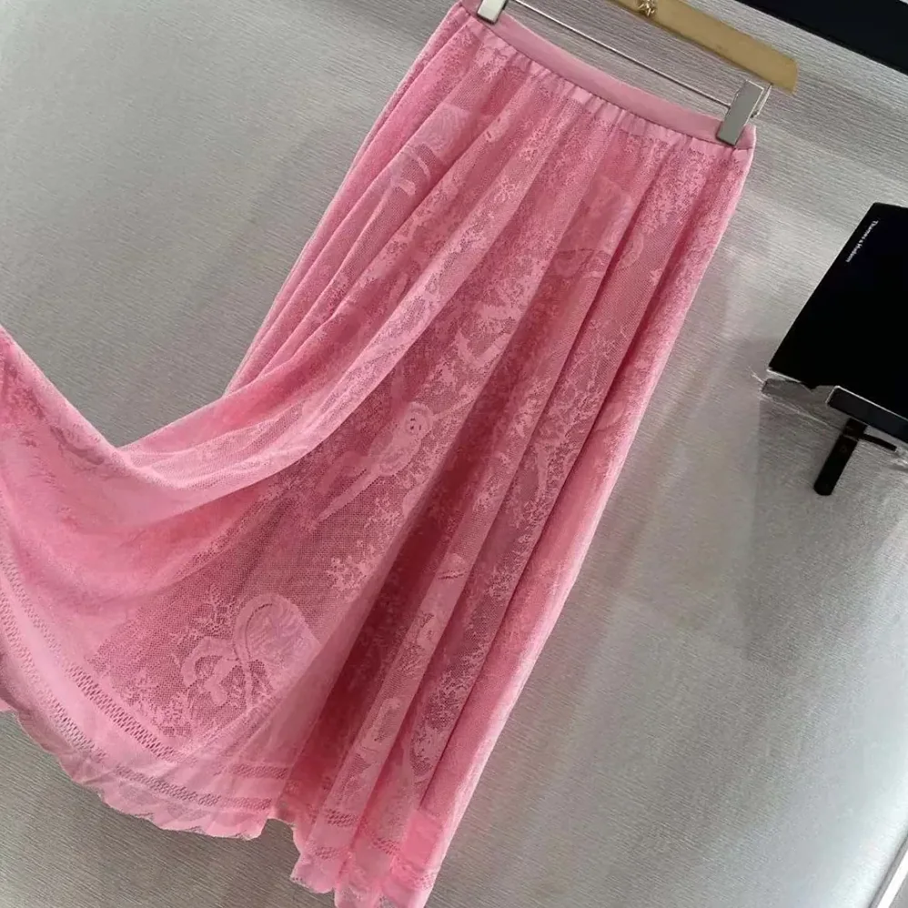Dior Dioriviera Mid-Length Flared Skirt Cherry Blossom Pink for Women