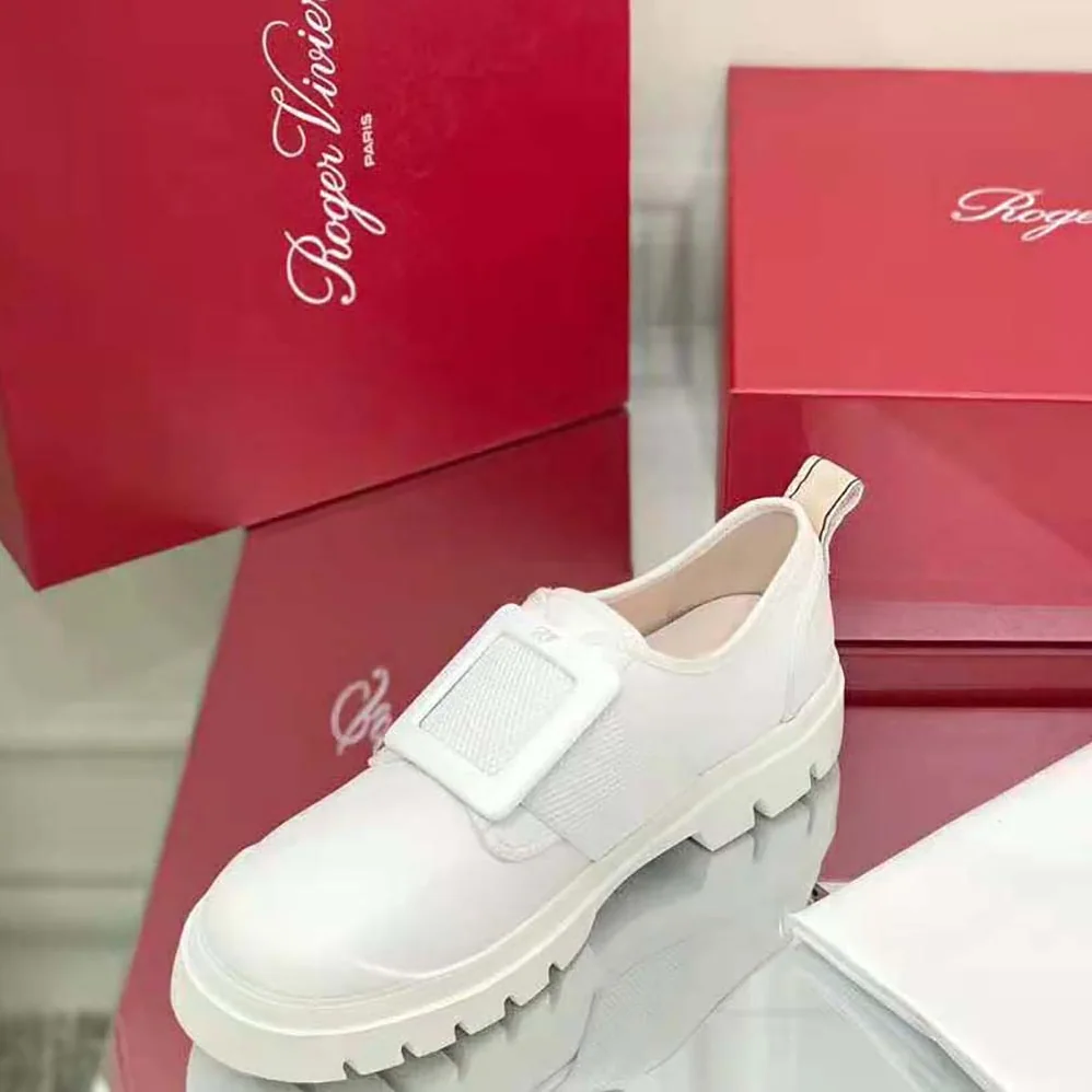 Roger Vivier Walky Viv' Lacquered Buckle Sneakers in Patent Leather for Women in White Roger Vivier Walky Viv' Lacquered Buckle Sneakers in Patent Leather for Women in White