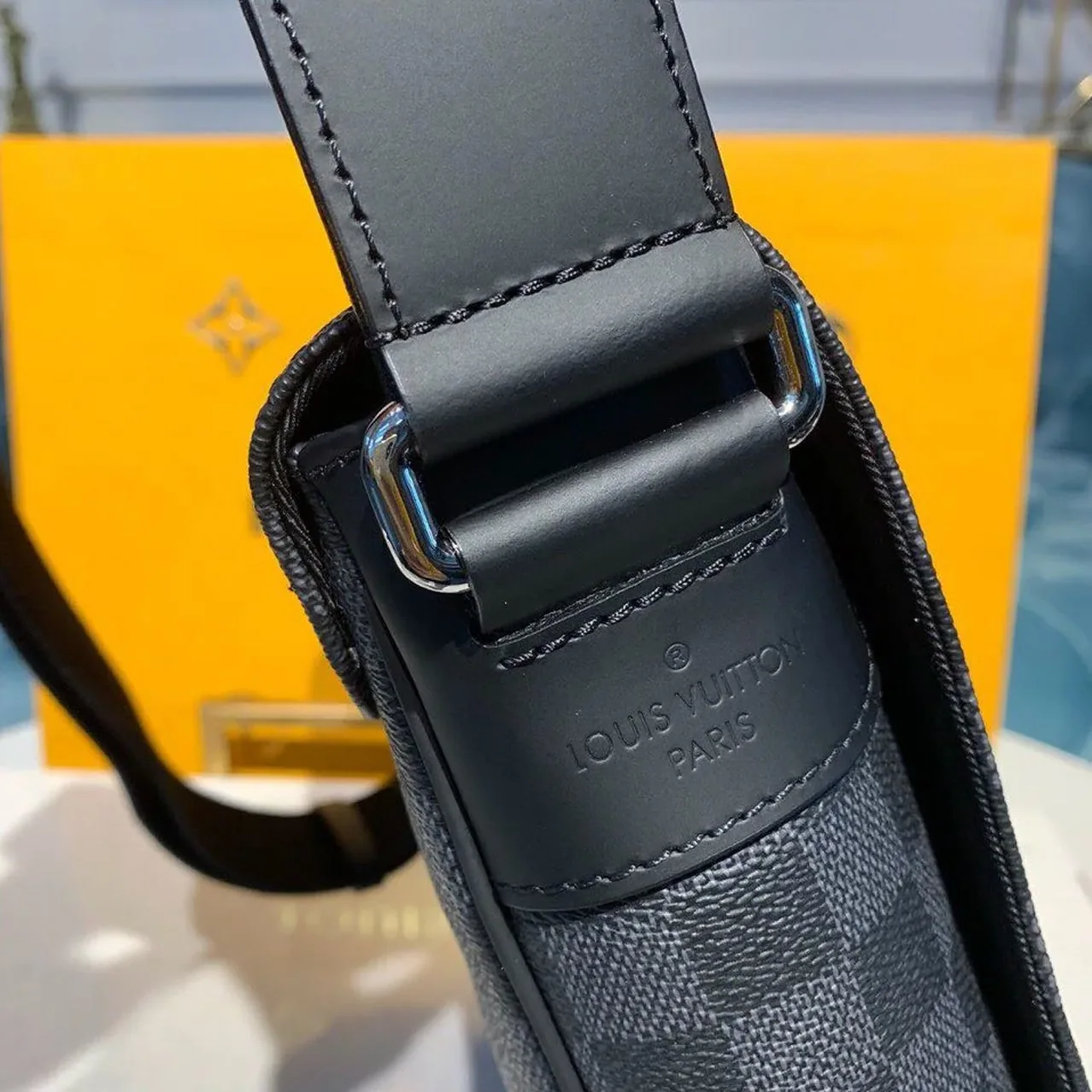 Louis Vuitton District PM Crossbody Bag / Damier Graphite Canvas Silver Hardware