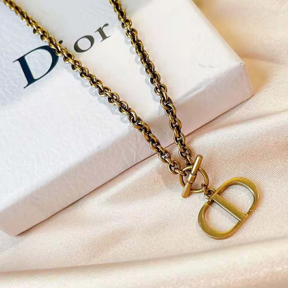 Dior 30 Montaigne Necklace Antique Gold for Women in Finish Metal