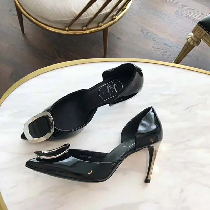 Roger Vivier Dorsay Sexy Choc Chips Pumps Patent 85mm Heel for Women Roger Vivier Dorsay Sexy Choc Chips Pumps Patent 85mm Heel for Women