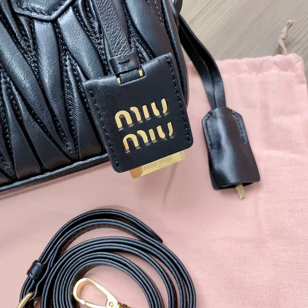 Miu Miu Arcadie Matelassé Nappa Leather Bag for Women in Black Miu Miu Arcadie Matelassé Nappa Leather Bag for Women in Black