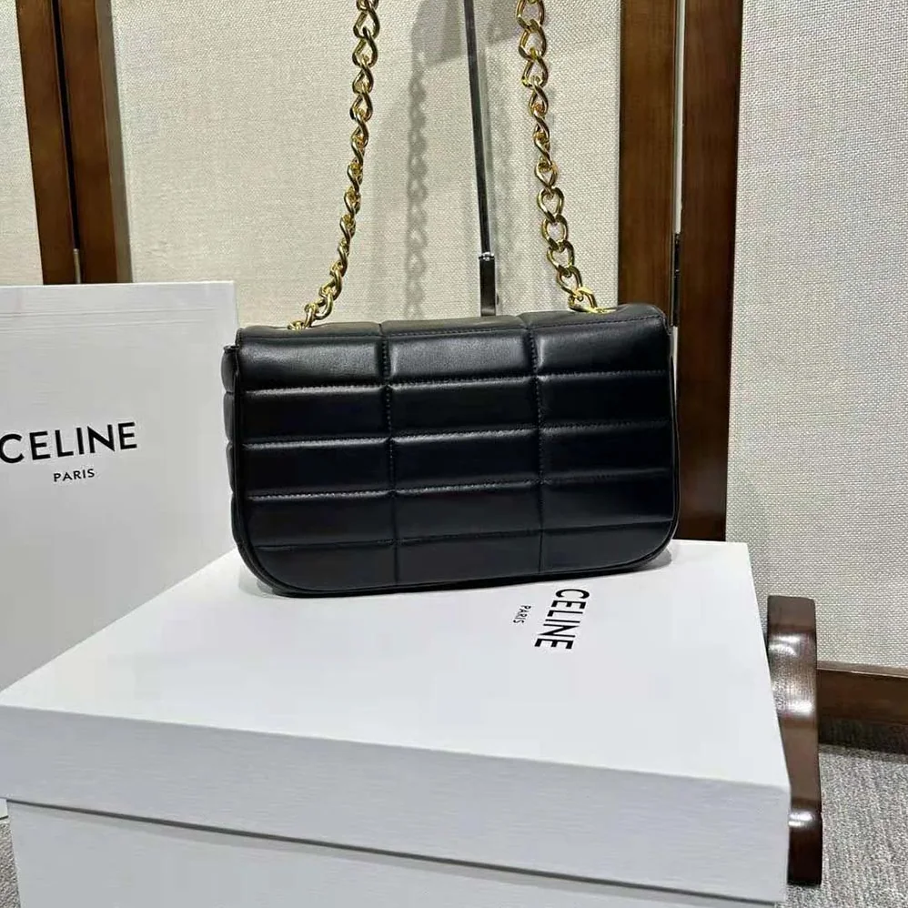 Celine Chain Shoulder Bag Matelasse Monochrome Celine in Quilted Goatskin for Women in Gold